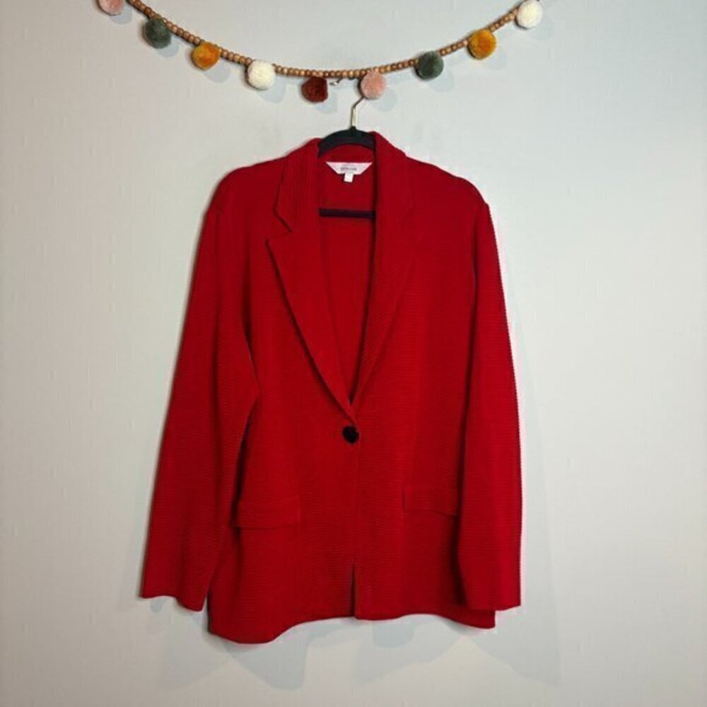 Misook Red Ribbed Blazer Jacket - image 1